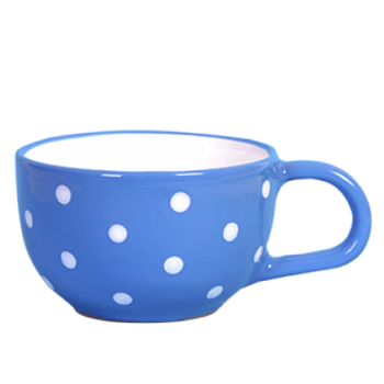 Teás csésze 3,8 dl, középkék-fehér pöttyös